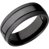 Zirconium 8mm domed band with 2, .5 mm grooves