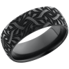 Zirconium 8mm domed band with a laser-carved escher pattern