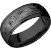 Zirconium 8mm domed band with a laser-carved scroll MJBA pattern