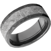 Zirconium 8mm flat band with an inlay of authentic Gibeon Meteorite