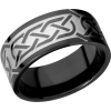 Zirconium 9mm flat band with a laser-carved celtic pattern