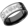 Zirconium 9mm flat band with a laser-carved claddagh celtic pattern