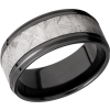 Zirconium 9mm flat band with an inlay of authentic Gibeon Meteorite