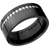 Zirconium 9mm flat band with off-centered bead-set eternity .02ct diamonds