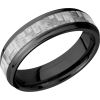 Zirconium 6mm flat band with grooved edges and a 3mm inlay of silver Carbon Fiber