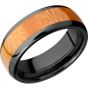 Zirconium 8mm domed band with an inlay of Osage Orange hardwood