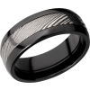 Zirconium domed 8mm band with a 4mm inlay of handmade Damascus steel