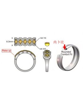 14K TT RING 2.18 DIA