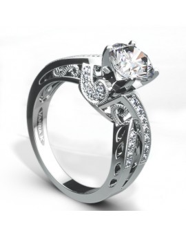 Vintage Inspired Diamond Pave Set Solea Ring Style 18R899DCZ