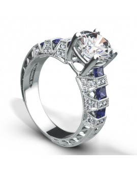 Hand Engraved Perfect Profile Diamond Ring Style 18RO20610TD