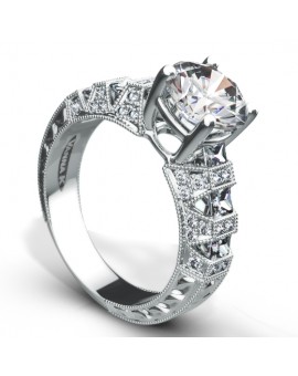 Hand Engraved Perfect Profile Diamond Ring Style 18RO206DCZ