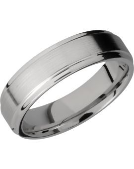 Titanium 6mm flat band with grooved edges