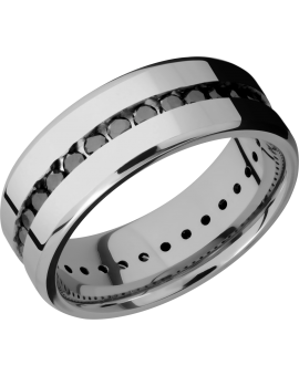 Titanium 8mm beveled band with .04ct channel-set eternity black diamonds