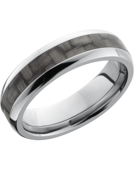 Titanium 6mm domed band with a 3mm inlay of black Carbon Fiber