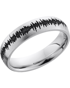 Cobalt chrome 4mm domed band with a laser-carved soundwave
