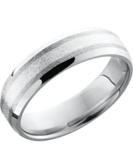 Cobalt chrome 6mm beveled band with a 2mm inlay of Sterling Silver