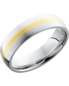 Cobalt chrome 6mm domed band with a 2mm inlay of 14K Yellow Gold