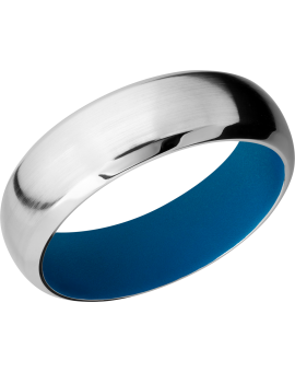 Cobalt chrome 7mm domed band with beveled edges with a Sky Blue Cerakote sleeve