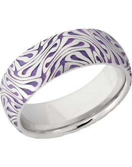 Cobalt chrome 8mm domed band with a laser-carved escher pattern featuring Bright Purple Cerakote in the recessed pattern