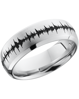 Cobalt chrome 8mm domed band with a laser-carved soundwave
