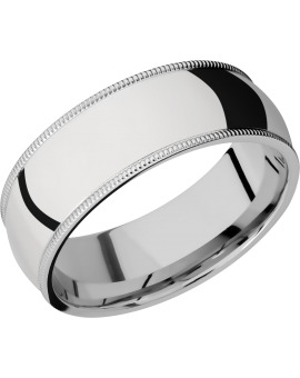 Cobalt chrome 8mm domed band with milgrain detail