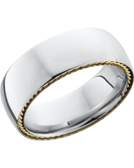 Cobalt chrome 8mm domed band with 14K yellow gold sidebraid inlays