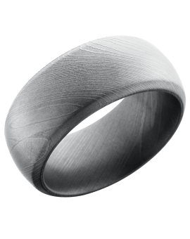 Handmade 10mm Damascus steel domed band with beveled edges