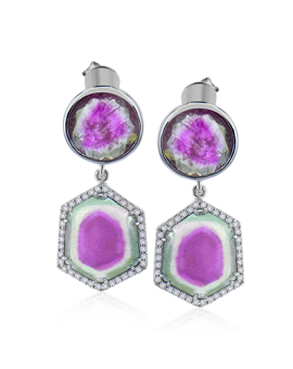 Color Earring in 18k Gold with Diamonds