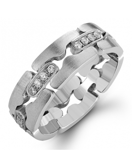 Men Ring in 14k Gold with Diamonds