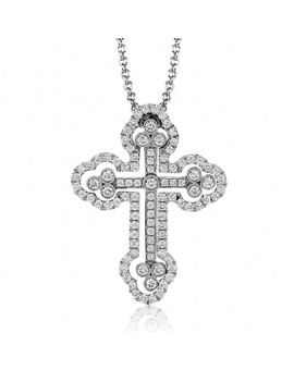 Cross Pendant in 18k Gold with Diamonds