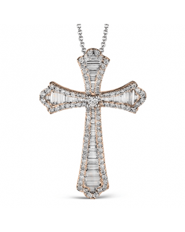 Cross Pendant in 18k Gold with Diamonds