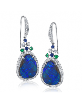 Color Earring in 18k Gold with Diamonds