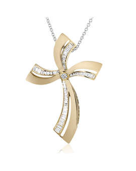 Cross Pendant in 18k Gold with Diamonds