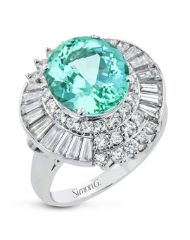 Color Ring in Platinum with Diamonds