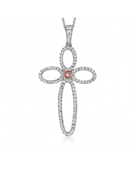 Cross Pendant in 18k Gold with Diamonds