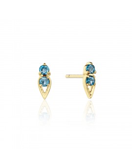 Petite Open Crescent Earrings with London Blue Topaz
