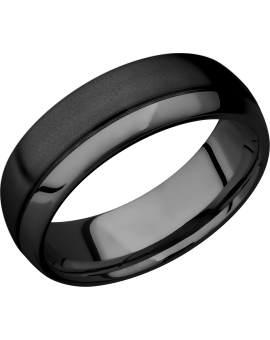 Zirconium 7mm domed band with an off center .5mm groove
