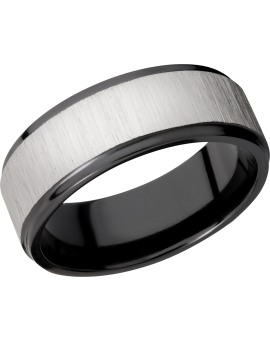 Zirconium 8mm flat band with grooved edges