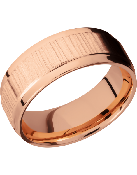 14K Rose gold flat band with grooved edges