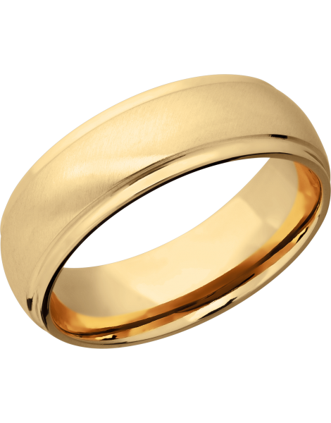 14K Yellow gold 7mm domed band with grooved edges