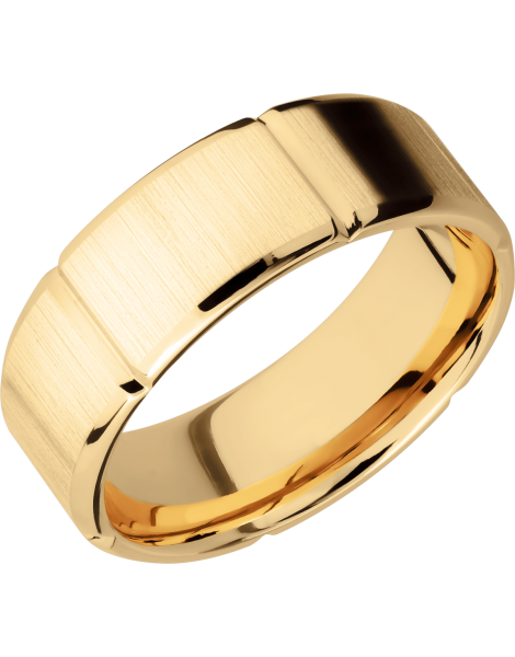 14K Yellow gold 8mm beveled band with six segmented sections