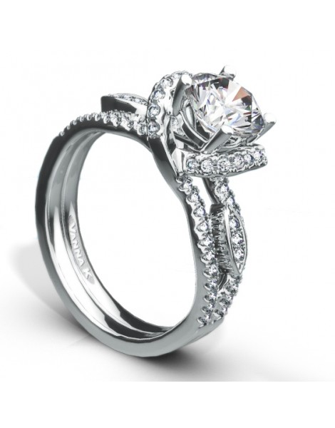 Vintage Inspired Diamond Pave Set Solea Ring Style 18R28DCZ