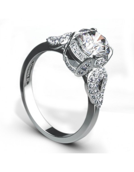 Vintage Inspired Diamond Pave Set Solea Ring Style 18R313DCZ