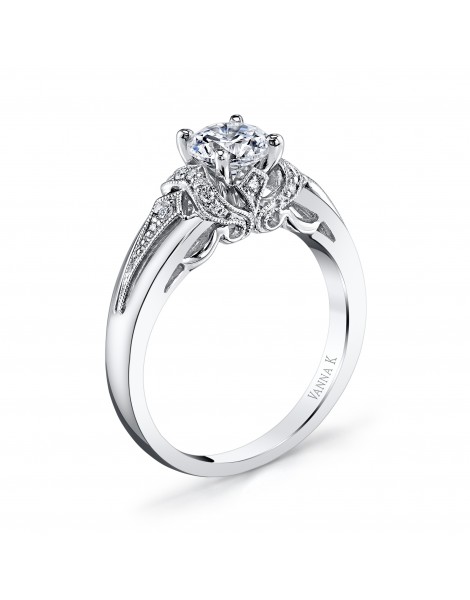 Vintage Inspired Diamond Pave Set Solea Ring Style 18R72DCZ