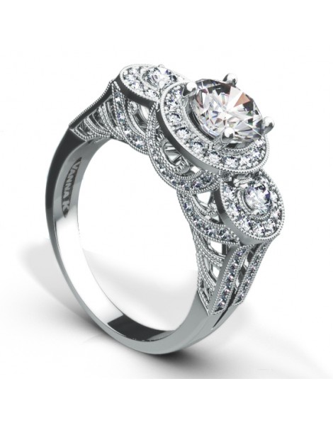 Vintage Inspired Diamond Pave Set Solea Ring Style 18R892DCZ