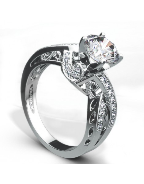 Vintage Inspired Diamond Pave Set Solea Ring Style 18R899DCZ