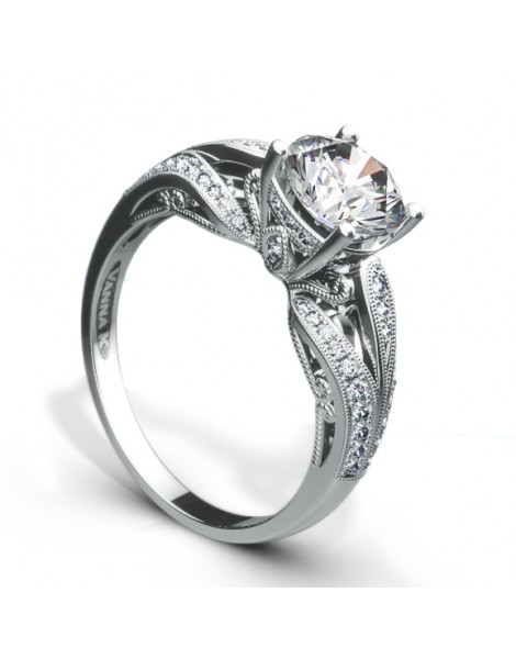 Vintage Inspired Diamond Pave Set Solea Ring Style 18R923DCZ