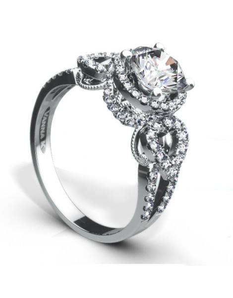 Vintage Inspired Diamond Pave Set Solea Ring Style 18R969DCZ