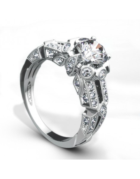 Vintage Inspired Diamond Pave Set Solea Ring Style 18R974DCZ