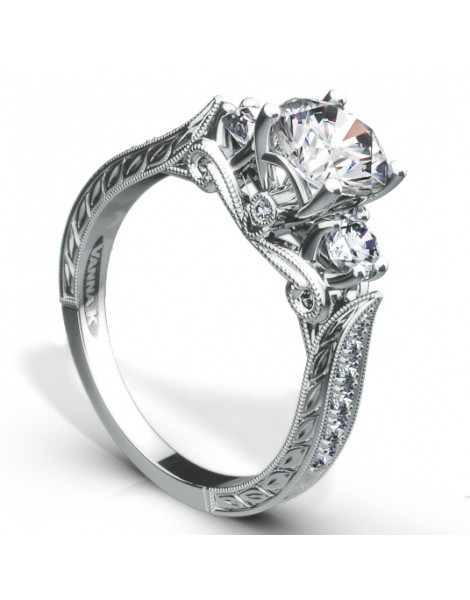 Hand Engraved Perfect Profile Diamond Ring Style 18R997DCZ